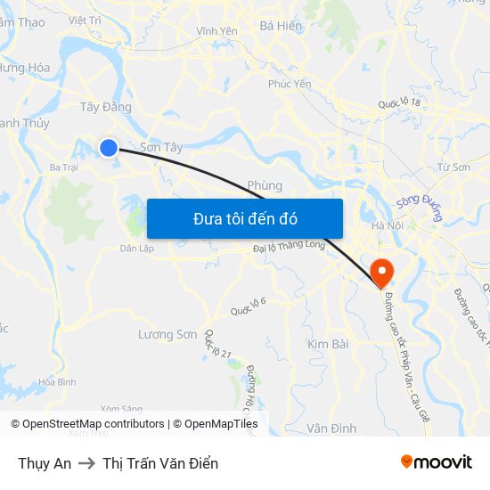 Thụy An to Thị Trấn Văn Điển map