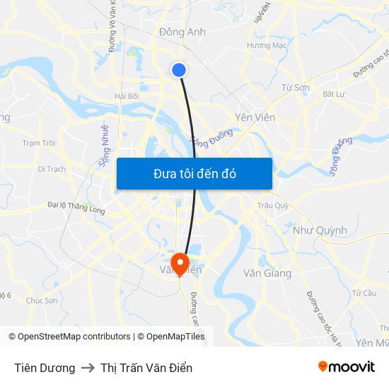 Tiên Dương to Thị Trấn Văn Điển map