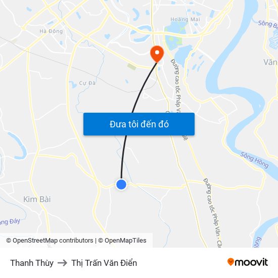 Thanh Thùy to Thị Trấn Văn Điển map