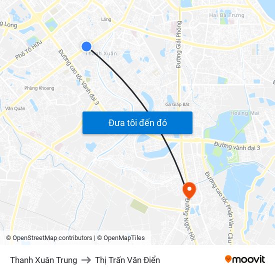 Thanh Xuân Trung to Thị Trấn Văn Điển map