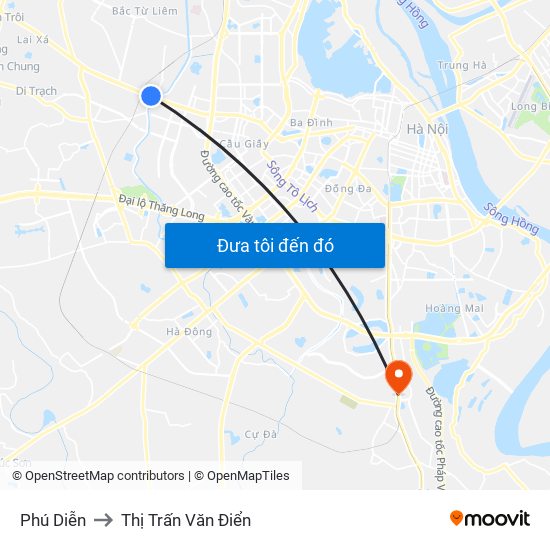 Phú Diễn to Thị Trấn Văn Điển map