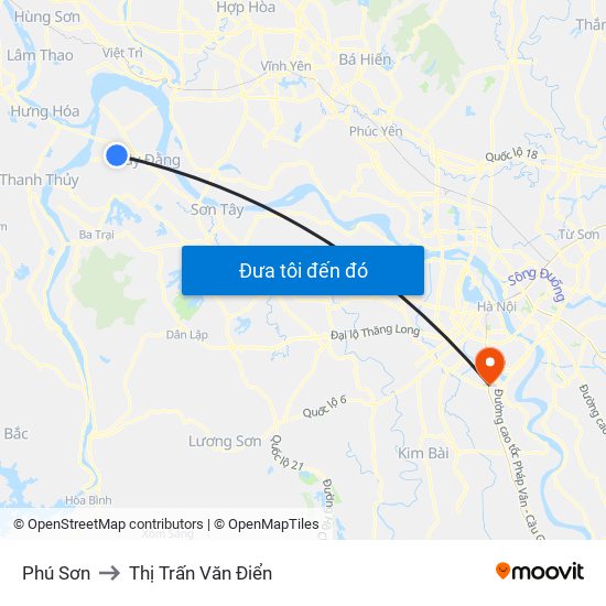 Phú Sơn to Thị Trấn Văn Điển map