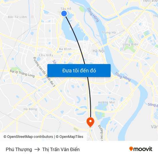 Phú Thượng to Thị Trấn Văn Điển map