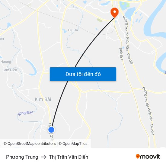 Phương Trung to Thị Trấn Văn Điển map