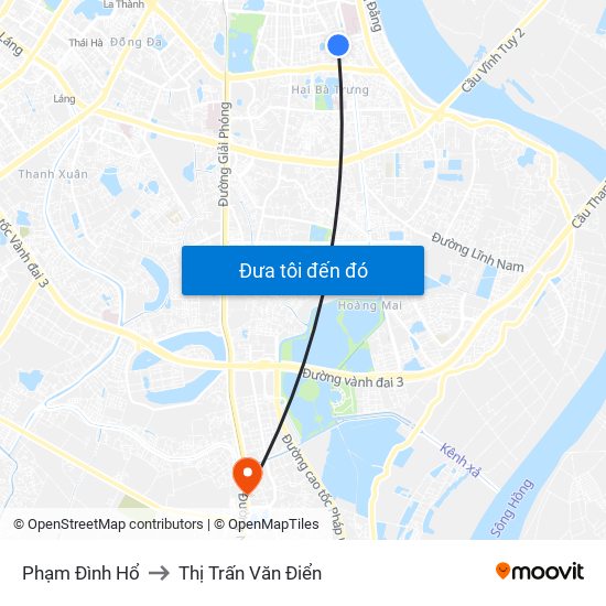 Phạm Đình Hổ to Thị Trấn Văn Điển map