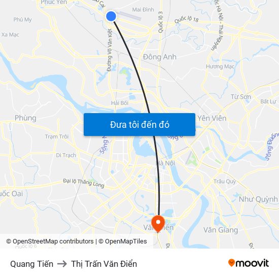 Quang Tiến to Thị Trấn Văn Điển map