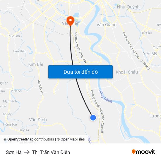 Sơn Hà to Thị Trấn Văn Điển map