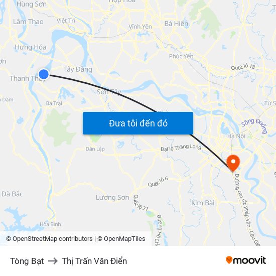 Tòng Bạt to Thị Trấn Văn Điển map