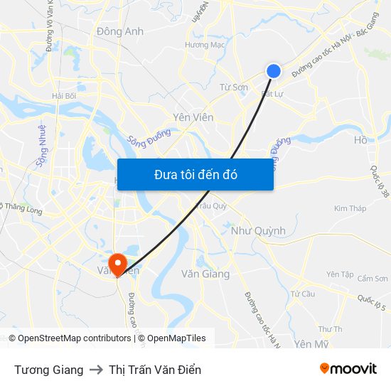 Tương Giang to Thị Trấn Văn Điển map