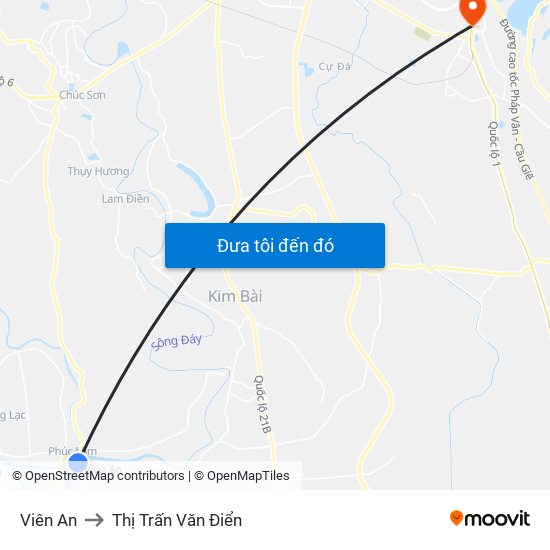 Viên An to Thị Trấn Văn Điển map