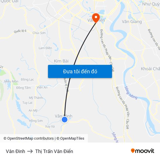 Vân Đình to Thị Trấn Văn Điển map