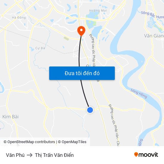 Văn Phú to Thị Trấn Văn Điển map