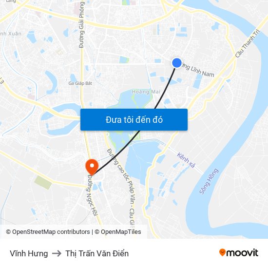 Vĩnh Hưng to Thị Trấn Văn Điển map