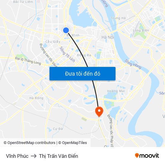 Vĩnh Phúc to Thị Trấn Văn Điển map