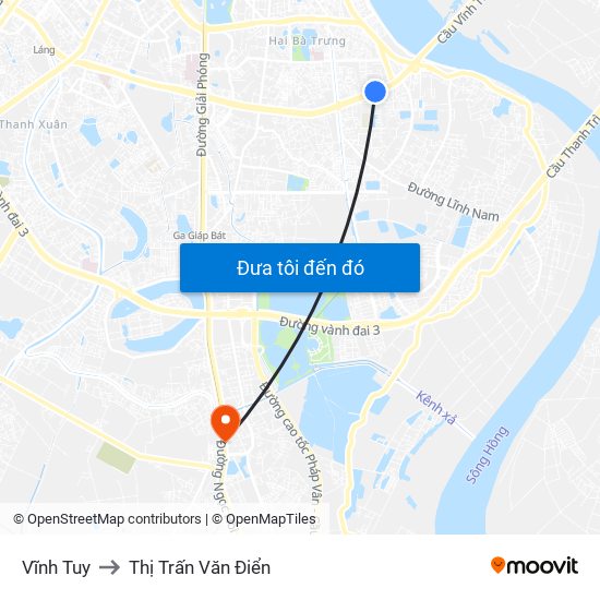 Vĩnh Tuy to Thị Trấn Văn Điển map