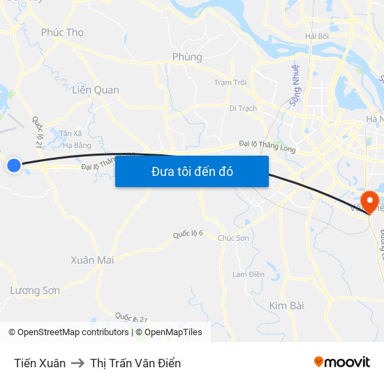 Tiến Xuân to Thị Trấn Văn Điển map