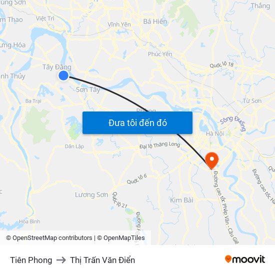 Tiên Phong to Thị Trấn Văn Điển map