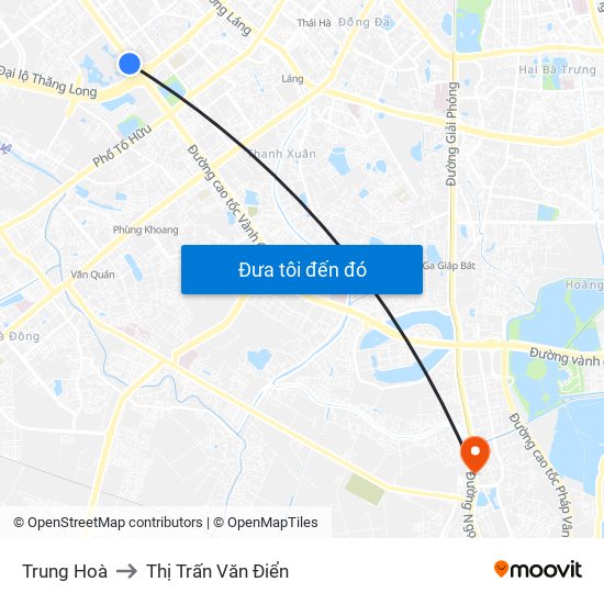 Trung Hoà to Thị Trấn Văn Điển map