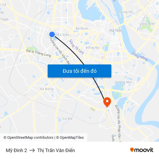 Mỹ Đình 2 to Thị Trấn Văn Điển map