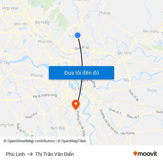 Phù Linh to Thị Trấn Văn Điển map