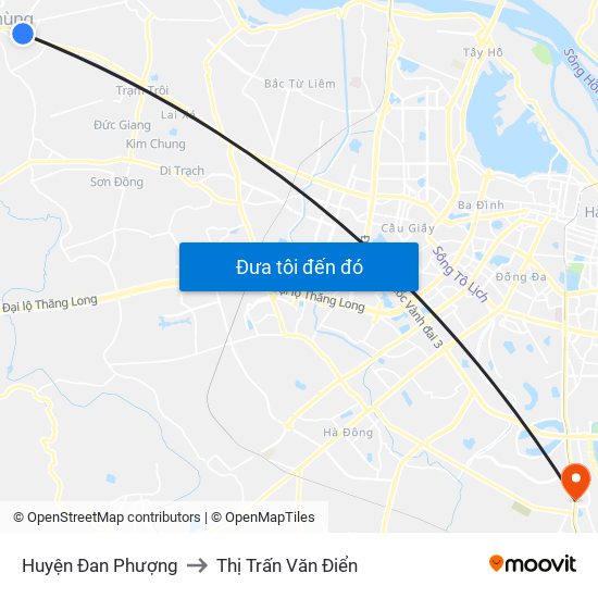 Huyện Đan Phượng to Thị Trấn Văn Điển map