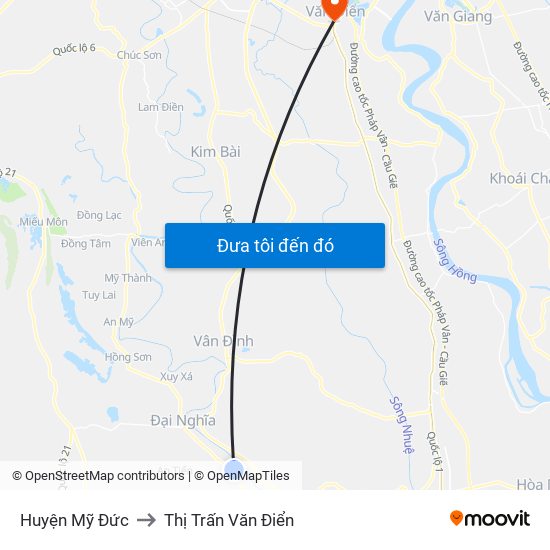 Huyện Mỹ Đức to Thị Trấn Văn Điển map