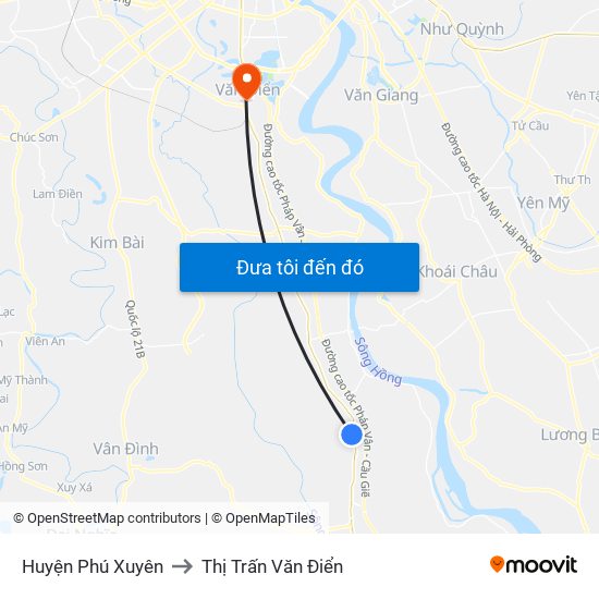 Huyện Phú Xuyên to Thị Trấn Văn Điển map
