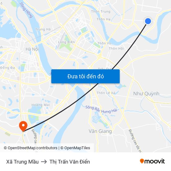 Xã Trung Mầu to Thị Trấn Văn Điển map