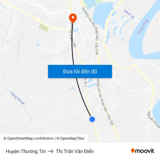 Huyện Thường Tín to Thị Trấn Văn Điển map