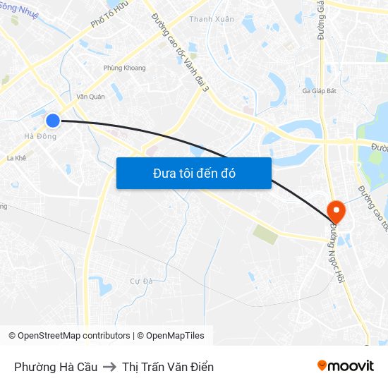 Phường Hà Cầu to Thị Trấn Văn Điển map