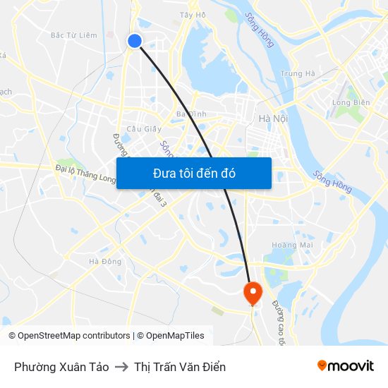 Phường Xuân Tảo to Thị Trấn Văn Điển map