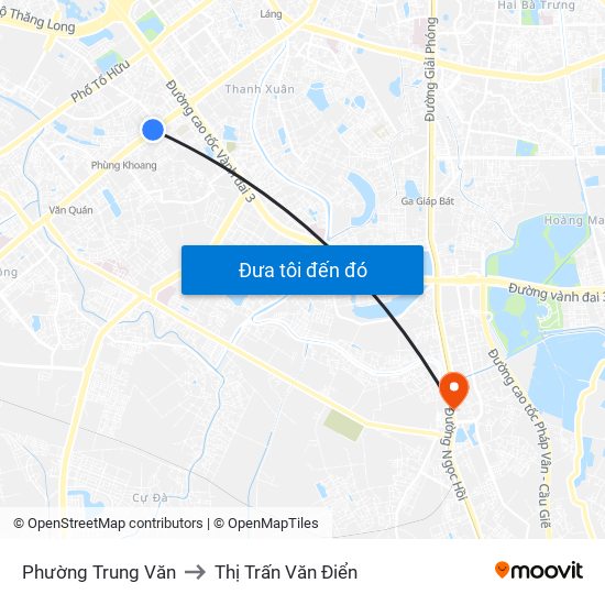 Phường Trung Văn to Thị Trấn Văn Điển map