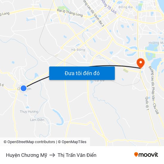 Huyện Chương Mỹ to Thị Trấn Văn Điển map