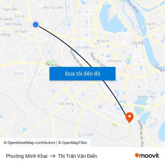 Phường Minh Khai to Thị Trấn Văn Điển map