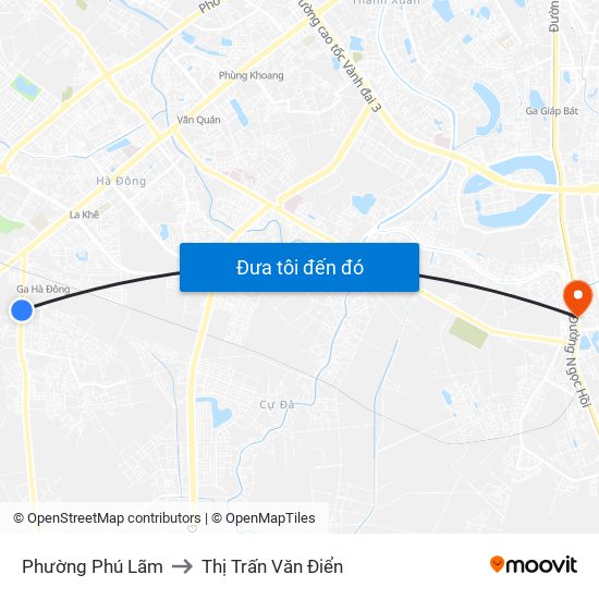 Phường Phú Lãm to Thị Trấn Văn Điển map