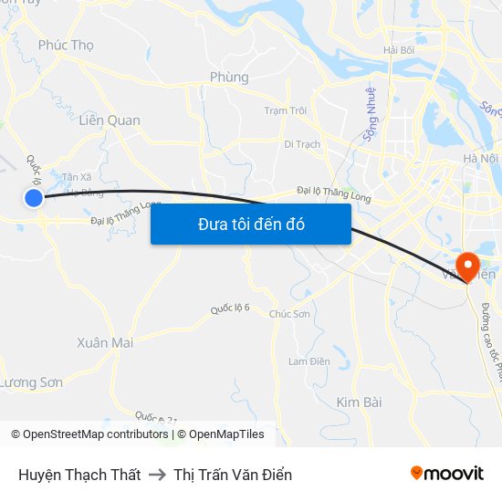 Huyện Thạch Thất to Thị Trấn Văn Điển map
