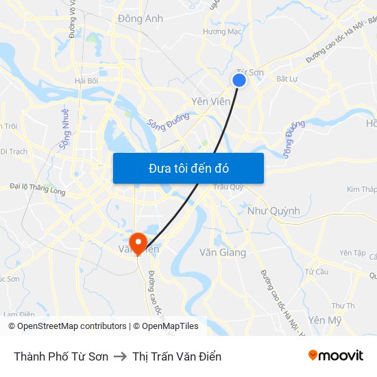 Thành Phố Từ Sơn to Thị Trấn Văn Điển map