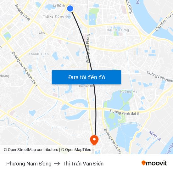 Phường Nam Đồng to Thị Trấn Văn Điển map