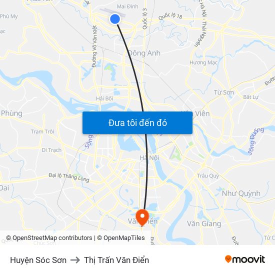 Huyện Sóc Sơn to Thị Trấn Văn Điển map