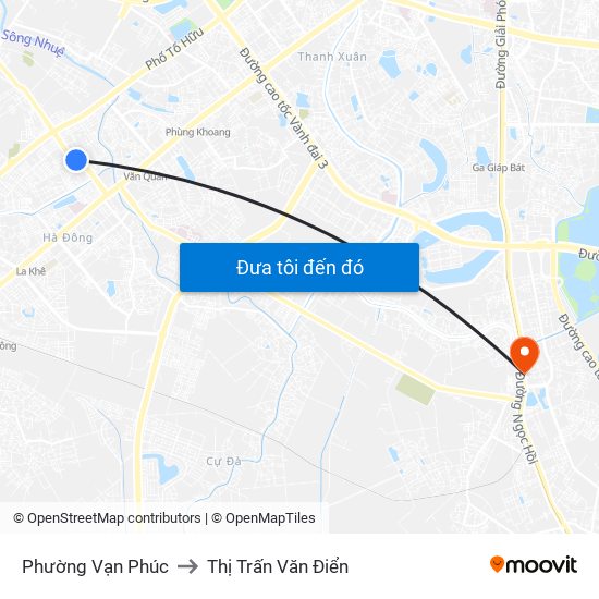 Phường Vạn Phúc to Thị Trấn Văn Điển map