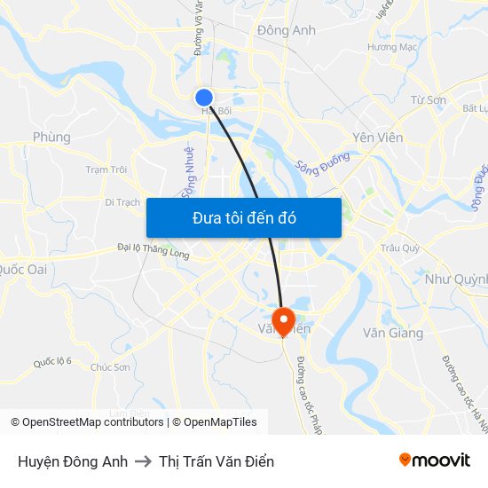 Huyện Đông Anh to Thị Trấn Văn Điển map