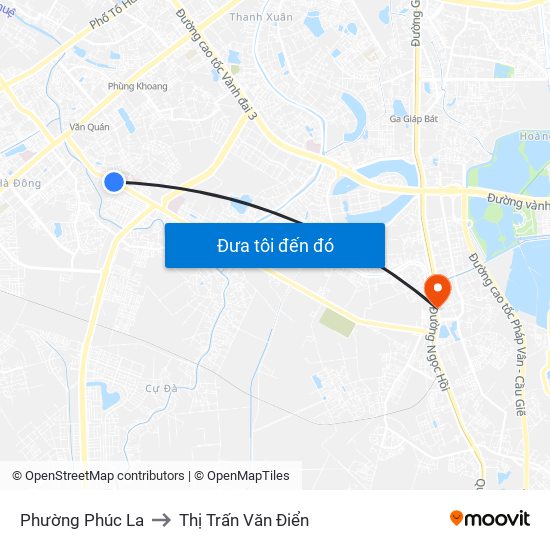 Phường Phúc La to Thị Trấn Văn Điển map