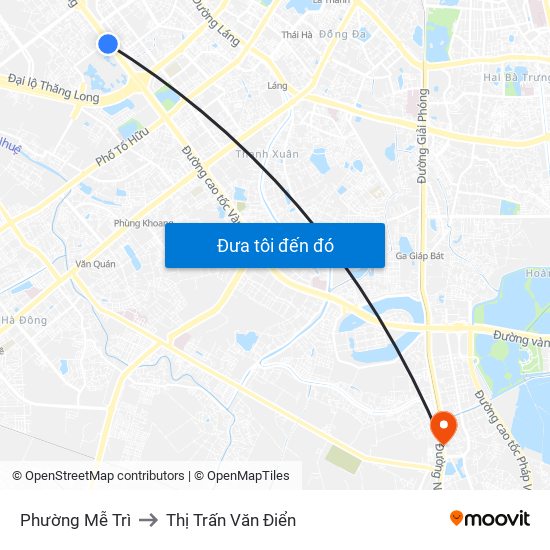 Phường Mễ Trì to Thị Trấn Văn Điển map