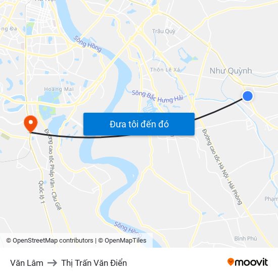 Văn Lâm to Thị Trấn Văn Điển map