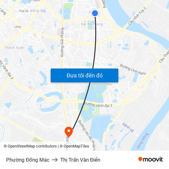 Phường Đống Mác to Thị Trấn Văn Điển map