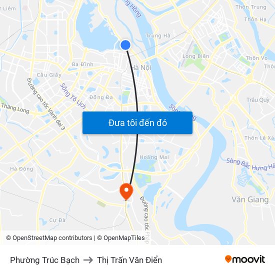 Phường Trúc Bạch to Thị Trấn Văn Điển map