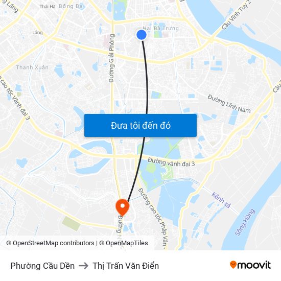 Phường Cầu Dền to Thị Trấn Văn Điển map