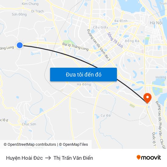 Huyện Hoài Đức to Thị Trấn Văn Điển map