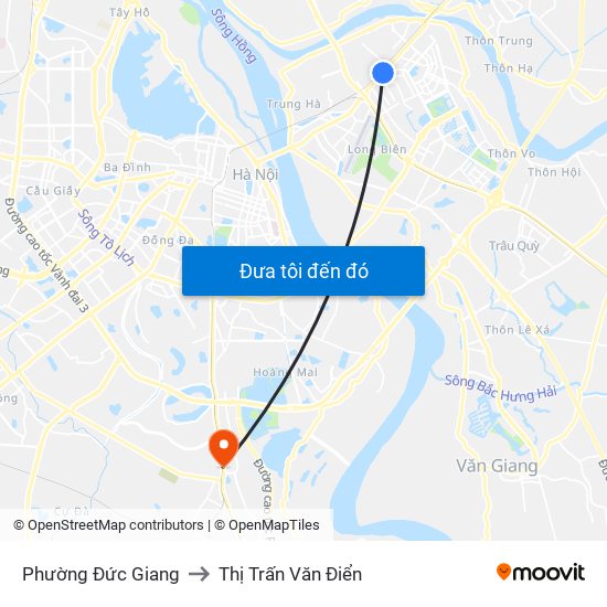Phường Đức Giang to Thị Trấn Văn Điển map