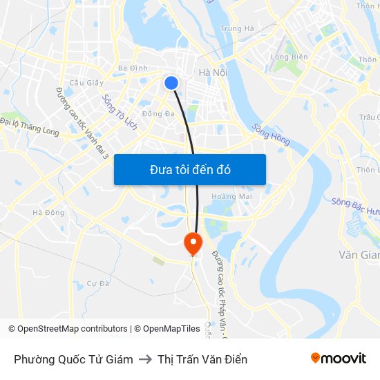 Phường Quốc Tử Giám to Thị Trấn Văn Điển map